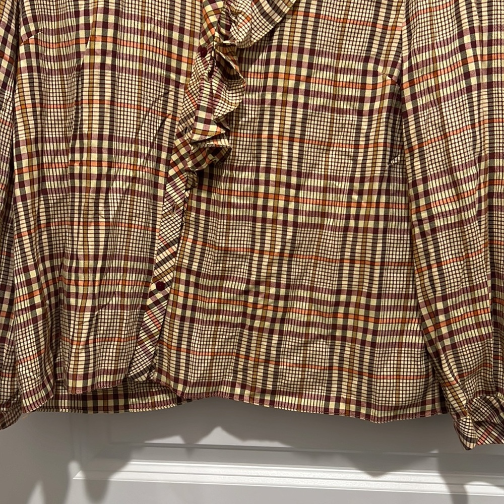 Zara Ruffle Front Women’s Button Up Shirt Size L - Picture 6 of 6